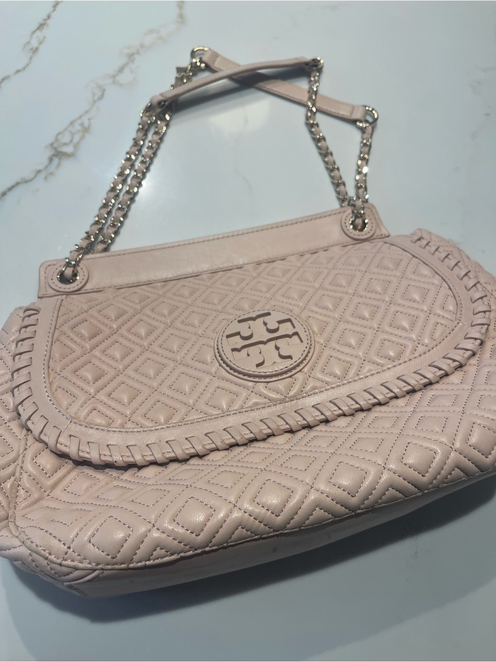 Tory Burch Marion Quilted Leather Shoulder Bag in Blush Pink / Read description